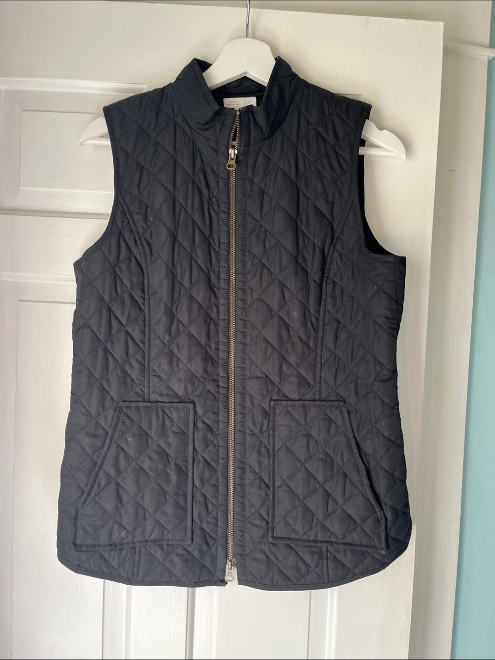 J.Jill Dark Grey Black Heritage Quilted Fall Zip Vest XS-S